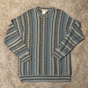 Vintage Norm Thompson Blue Gray Crewneck Sweater Size Large